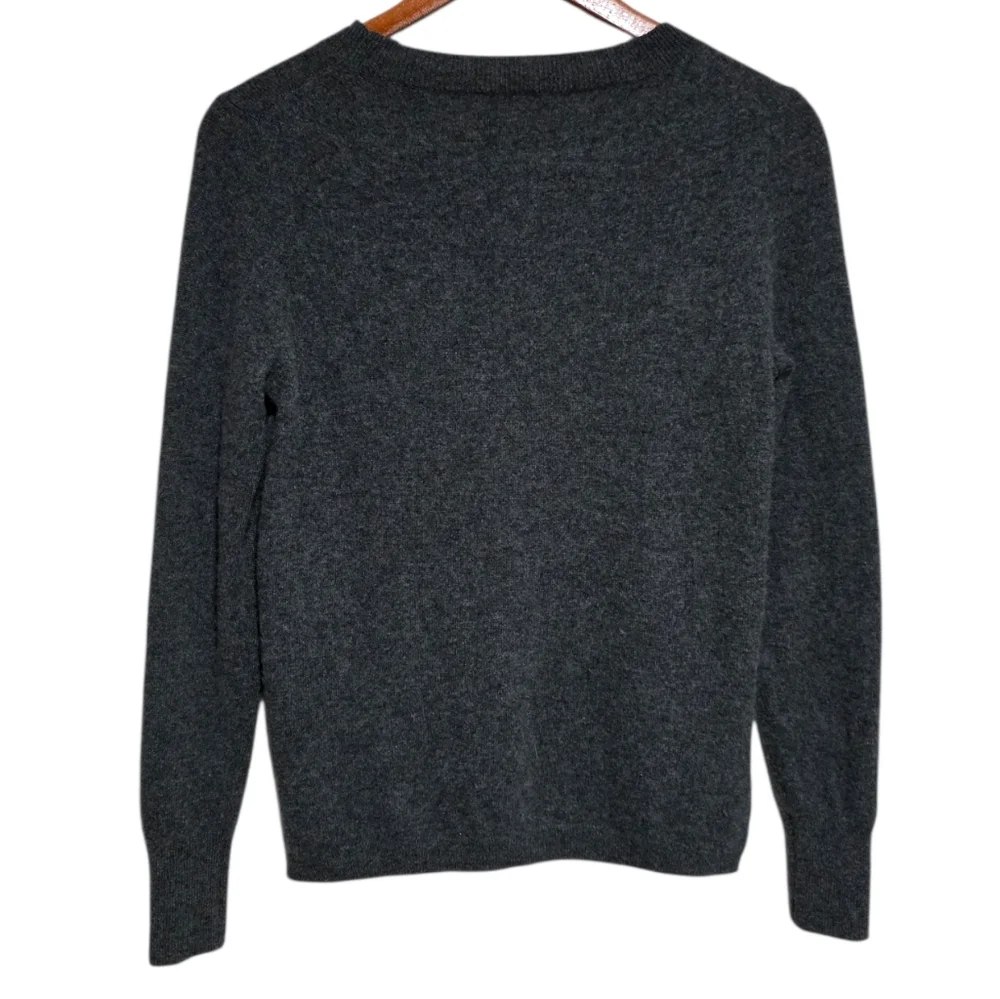 J. Crew Cashmere Slim Fit Crewneck Sweater in Heather Charcoal Size Small